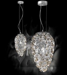 Люстра с плафоном в форме яйца из муранского стекла, украшенным серебристыми завитками - mml/263