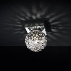 Потолочный серебристый светильник с плафоном в форме перфорированного шара - mml/249