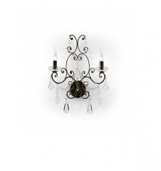 Двойное металлическое бра с завитками и хрустальными подвесками - mml/147