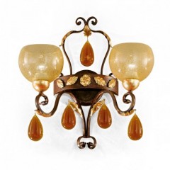 Двойное бра с золотистыми стеклянными плафонами в форме чаш - mml/129