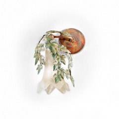 Бра с белым плафоном в форме колокольчика с зелеными листочками - mml/167