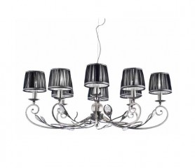 Фигурная серебристая люстра с 8 плиссированными черными абажурами - mml/252