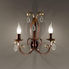 Настенный светильник с 2 свечами, декорированный хрустальными подвесками - mml/160