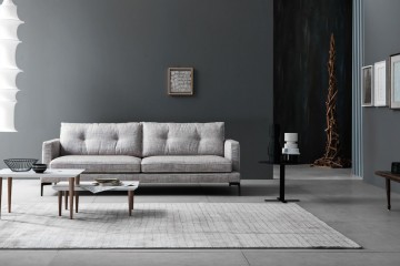 Гостиная в серых тонах с сетом из белых столиков - sab/140