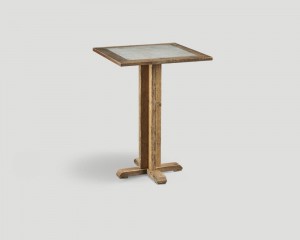 Деревянный стол на крестообразной ножке и с мраморной вставкой на столешнице - dbn/989