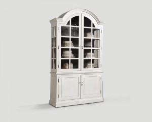 Белая витрина с арочным фронтоном и застекленными створками - dbn/527