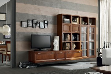 Ореховый шкаф в гостиную с настенным креплением - mrn/035