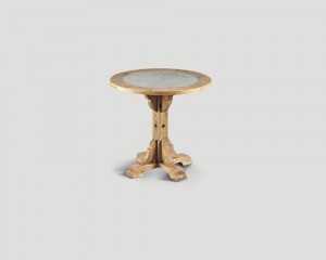 Круглый стол со вставкой из белого мрамора на столешнице - dbn/980