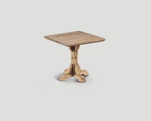 Квадратный стол из необработанной древесины на фигурном подстолье - dbn/977