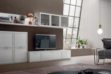 Белая стенка из модулей с настенным креплением - mrn/073