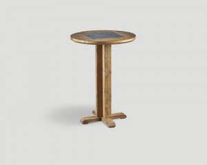 Круглый деревянный стол с квадратной вставкой из серого мрамора - dbn/992