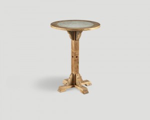 Стол с круглой столешницей и светлой мраморной вставкой - dbn/983