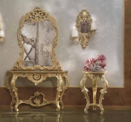 Настольное фигурное зеркало в резной позолоченной раме - bts/002