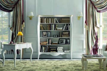 Кабинет в белых тонах с открытым книжным шкафом - mto/090