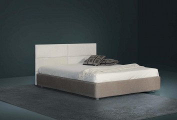 Стильная кровать с белым изголовьем и светло-коричневым основанием - pma/008