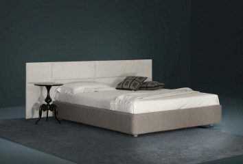 Большая кровать с широким белым изголовьем и геометрической строчкой - pma/009