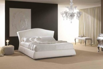 Белая кровать с фигурным изголовьем и ящиком для белья - pma/121