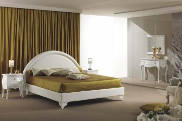 Белая кровать с арочным мягким изголовьем на резных угловых ножках - pma/125