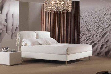 Светлая кровать со съемными мягкими накидками на изголовье - pma/135