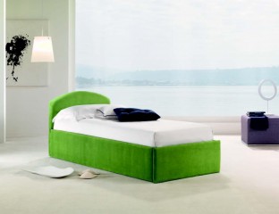 Односпальная кровать в ярко-зеленой бархатной обивке - pma/020
