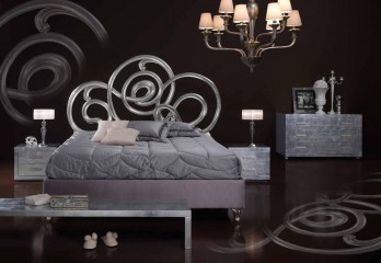 Дизайнерская кровать с ажурным серебристым изголовьем - pma/106