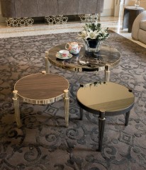 Круглый кофейный столик с коричневой мраморной столешницей - lgh/219