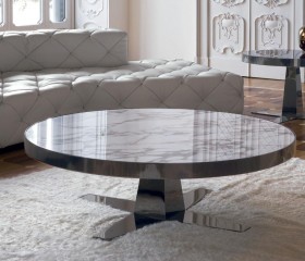 Кофейный стол с круглой столешницей из белого каррарского мрамора - lgh/096