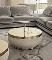 Дизайнерский кофейный стол с позолоченной столешницей - lgh/083