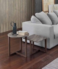 Круглый журнальный стол со столешницей из мрамора Perfetto brown - mrl/212