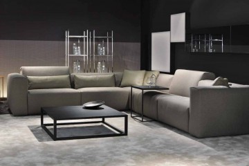 Серая гостиная с черными столами - mrl/243