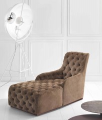 Шезлонг в обивке из коричневой замши с каретной стяжкой - mrl/128