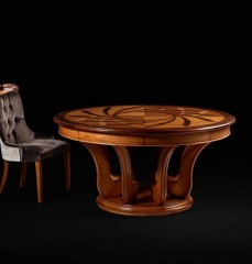 Декорированный круглый обеденный стол из массива на фигурном подстолье - prt/056