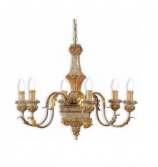 Дизайнерская классическая люстра на 6 свечей с позолоченными резными листьями - std/330