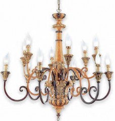 Светло-коричневая люстра на 12 свечей с темными акцентами - std/333