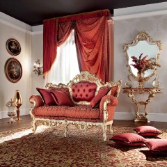 Консоль с коричневой мраморной столешницей на резном позолоченном подстолье - mdg/0321