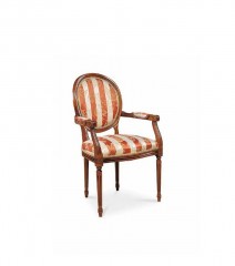 Стул с круглой спинкой в полосатой текстильной обивке - mdg/1119