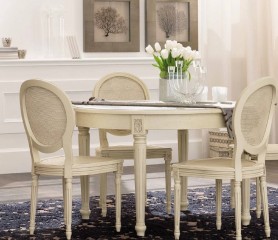 Классический стол и стулья цвета слоновой кости - vcu/134