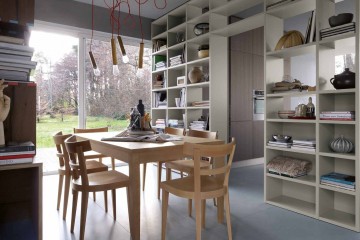 Столовая из массива с белыми стеллажами - vcu/186