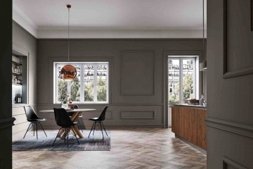 Столовая с открытым встроенным барным шкафом - vcu/135