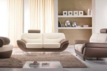 Коричневое кожаное кресло с круглым белым сиденьем - sat/29