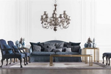 Гостиная в синих тонах со стеклянными столиками - gfr/153