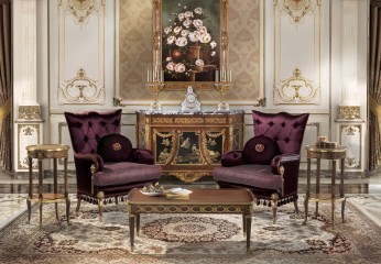 Прямоугольный кофейный стол с позолоченным орнаментом на царге - acp/1264