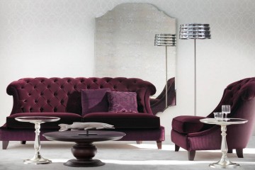 Бордовая гостиная со стеклянными столиками - acp/1901