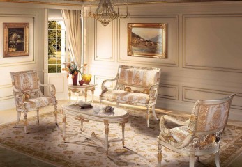 Дизайнерская гостиная в стиле рококо с позолоченными раковинами - acp/1870