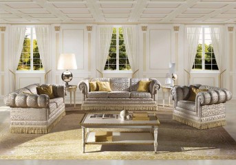 Светло-серая гостиная со стеганой мягкой мебелью - acp/1873