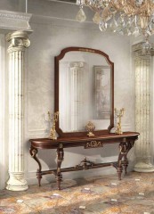 Широкая темно-коричневая консоль с позолоченной рельефной резьбой - acp/547