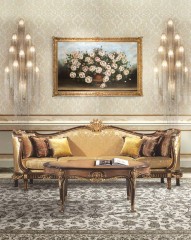 Овальный кофейный стол с радикой на декорированном подстолье - acp/1248