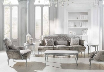 Светло-серая гостиная в классическом стиле - acp/1879