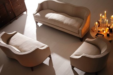 Гарнитур для современной гостиной с бежевой мягкой мебелью - acp/1894