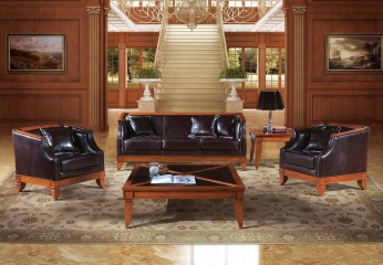 Гостиная с кожаной мебелью цвета мокко - acp/1854